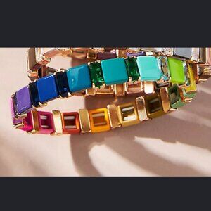 Anthropologie Multicolor Rainbow Chicklet Bracelet, NWOT